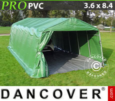 Tenda garage 3,6x8,4x2,68m PVC con pavimento, Verde / Grigio