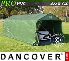 Tenda garage 3,6x7,2x2,68m PVC con pavimento, Verde / Grigio