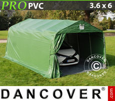 Tenda garage 3,6x6x2,68m PVC con pavimento, Verde / Grigio